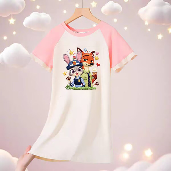 
Children's pajamas girls 2026 summer new short-sleeved pure cotton Zootopia girls Baozhong big children home clothes