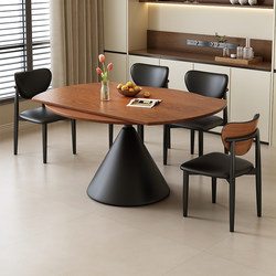 French-Style Mid-Century Solid Wood Dining Table and Chairs, Convertible to a Round Table, Suitable for Small Households, Made of Ash Wood, Extendable and Foldable Dining Table