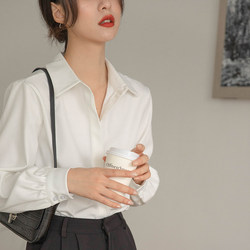 Professional Long-Sleeved White Shirt for Petite Women, Stylish Workwear, Spring Outfit, Shirt, Suit Inner Layer Top