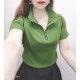 European Station 2025 Summer Short -sleeved Lotus New Tau Green Fashion Polo Shirt Western Slim Slim Cotton T -shirt Female
