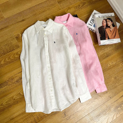 Niche Embroidered Linen Shirt Top for Women 2026 Hot Style New White Old Money Style Casual Cotton-Linen Shirt