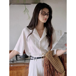 French Retro White Short-Sleeved Shirt for Women, New Summer Style, High-End, Loose, Casual, Versatile, Stylish Top for Work and Play