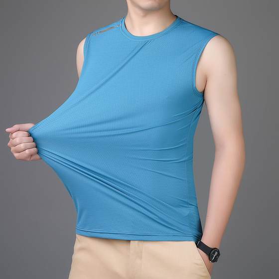 
men clothes ice silk quick dry clothes men's sports vest large size moisture-absorbing sweat shirt sleeveless running fitness t