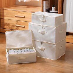 Clothes Storage Box, Home Wardrobe Layered Organizing Box, Clothing Quilt Fabric Foldable Dustproof and Moisture-Proof Storage Bag