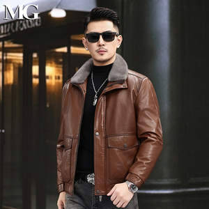 
2025 removable mink inner liner head layer calf leather jacket for men genuine leather jacket short autumn and winter mink jacket
