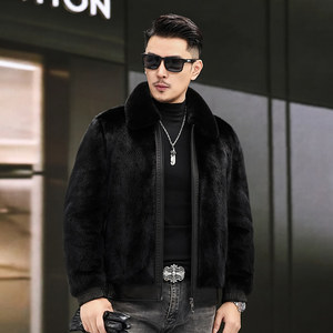 
2025 whole mink goosevelt mink coat genuine leather leather jacket men mink lapel jacket short down fur jacket