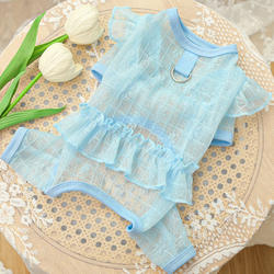 Summer Thin Breathable Hollow Mesh Four-Legged Dog Clothes for Bichon and Pomeranian, Sun Protection Clothing to Cool down and Prevent Shedding