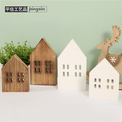 Wooden Crafts Ornaments Christmas Home Cabin Nordic Living Room Decoration Wood Products Miniature ins Ornaments