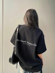 Design-Focused Niche Letter Short-Sleeve Unisex 2025 New T-Shirt Summer Casual Loose Heavyweight Pure Cotton Top