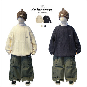 Lovely children's clothing children's Korean embroidered wool blend sweater 25 winter knitted sweater jacket for boys and girls 3898