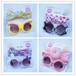Children's Hairband Sunglasses Set Kitten Cartoon Sunglasses Children's Outdoor Anti-uv Sunglasses