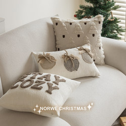 Christmas Pillow Set, Meilade Style, Wabi-Sabi Style Pillowcase, Living Room Sofa Cushion, Letter Design, Cozy Feel, Bedroom Cushion
