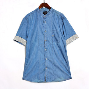 
2026 summer new men's fashionable simple loose slim short-sleeved single-breasted denim shirt trendy top