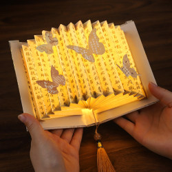 Handmade diy book lamp night light activity self-made material package folding fan ancient style paper book lamp Double Ninth Festival gift