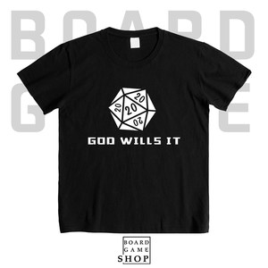 [Boarded Stewed] D20 running group T -shirt God's will of black and white cotton short -sleeved T -shirt