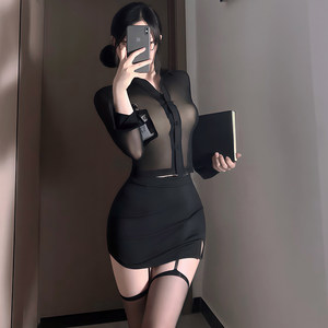 
Sexy secretary uniform suit black OL hip skirt cosplay women's situational fun cos underwear qqny