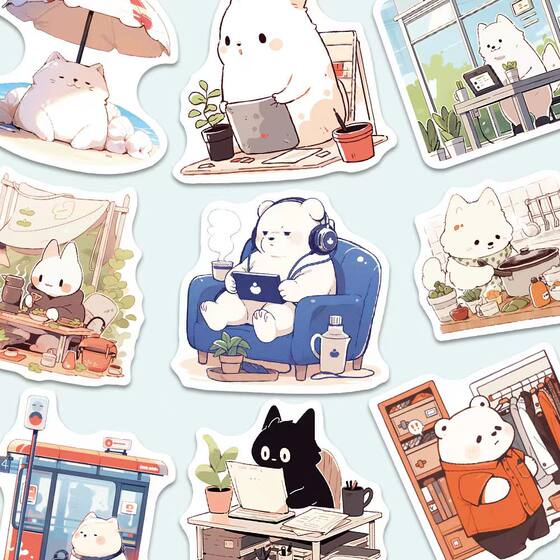 
50 cartoon cute little animal diaries, little animals’ day theme series, mobile phone case, computer waterproof stickers