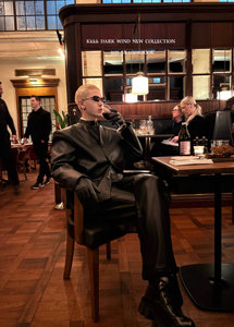 
kkkk dark wind [Crocodile kiss] 25/S men's high-end custom fashion stand collar leather jacket light luxury men