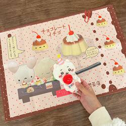 Cute Cartoon Cotton and Linen Table Mat for Tea Pudding, Vintage Decoration for Room, Dormitory, Desk Mat, Photo Background Cloth