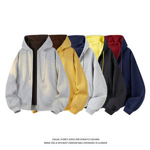 BLACKSOAG 秋季连帽开衫卫衣男款美式宽松外套潮牌百搭青少年上衣