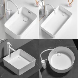 Side-Water Countertop Basin Square Round Household Washbasin Washbasin Balcony Washing Machine Left and Right Sides Drainage Deepening
