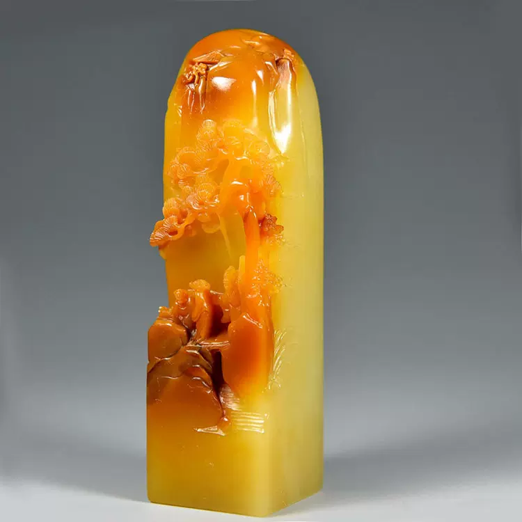 TH342◇明神◇極上珍品・伝来・清時代・寿山石・田黄石彫り・人物故事