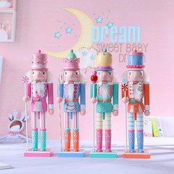 Nordic Cute Nutcracker Puppet Soldier Wooden Figurine Creative Girl Children's Room Wine Cabinet Decoration Ornament