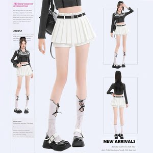 
White pleated skirt women's skirt short skirt autumn 2025 new style small high waist slim jk suit a-line skirt
