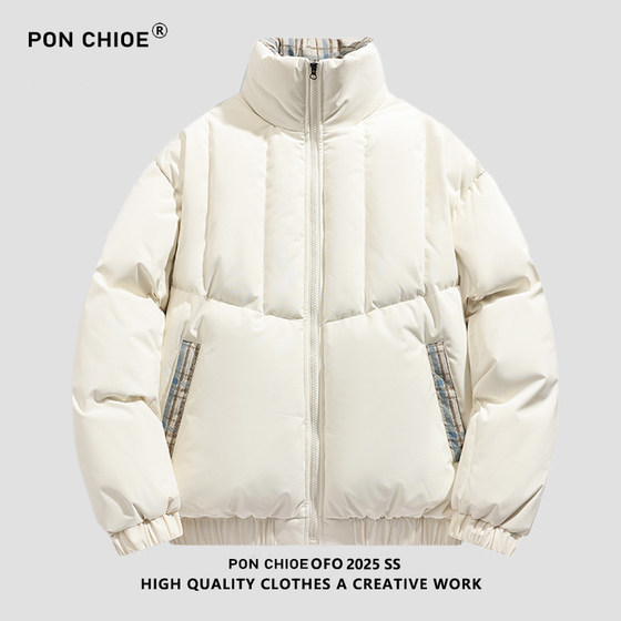 
Ponchoe stand-up collar cotton coat for men and women in winter 2025 new windproof and warm splicing cotton coat jacket couple wear