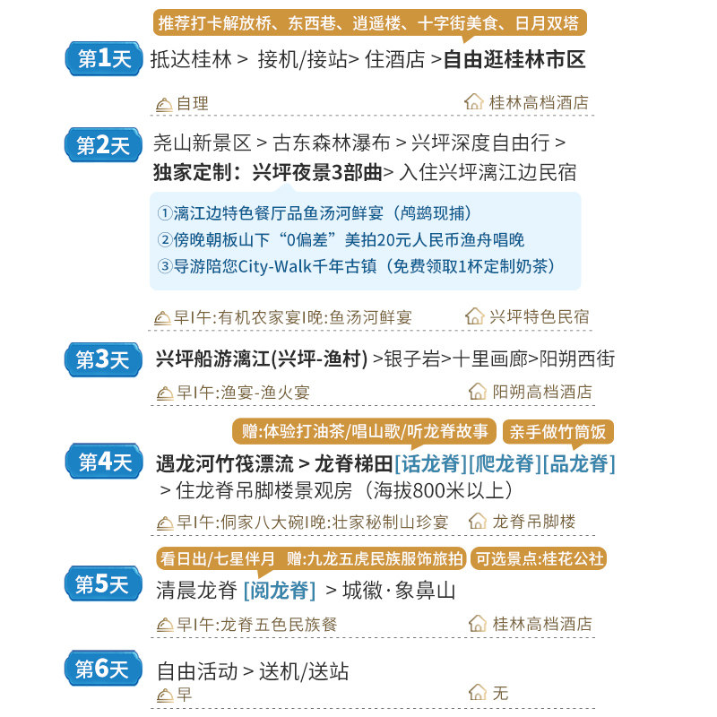 含机票2-16人小团广西桂林旅游纯玩阳朔漓江6天5晚跟团游龙脊梯田