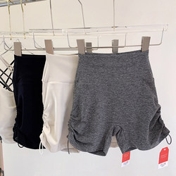 Plus Size Drawstring Butt-Lifting Fitness Shorts for Women, Elastic Quick-Drying Peach Butt Yoga Three-Quarter Sports Shorts for Summer Wear