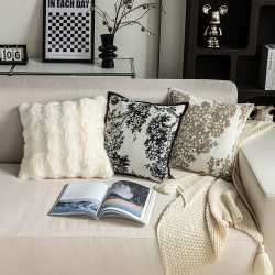 Nordic Black and White Striped Sofa Cushion Living Room French Bayberry Tree Chenille Pillow Model Room Decorative Cushion