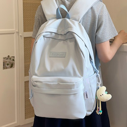 School Bag for Junior High School Girls 2025 New Style Blue High School Student Simple Backpack for Women Large Capacity Strong and Durable Backpack