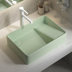 Internet Celebrity Fruit Green Ceramic Countertop Basin with Washboard Integrated Wash Basin Balcony Washing Machine Basin