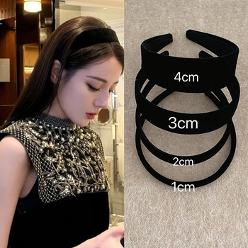 
Thin velvet headband Reba's same autumn and winter retro high skull flat headband Western style solid color pressed hairpin headwear