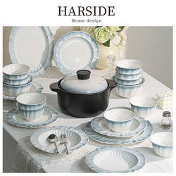 Harside Bowl and Plate Set for Home Use, Jingdezhen High-End Ceramic Bowls, Plates, Chopsticks, Dishes, Housewarming Bowlware, Tableware