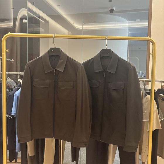 
Store list! High-end light luxury! Autumn new solid color soft PU leather lapel business casual leather jacket for men