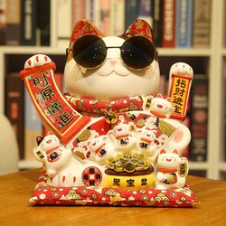 Lucky Cat Figurine for Business Opening, Automatic Waving Hand, Gift for Prosperity, Good Luck for Home, Store Front Desk, Business Prosperity, Waving Hand