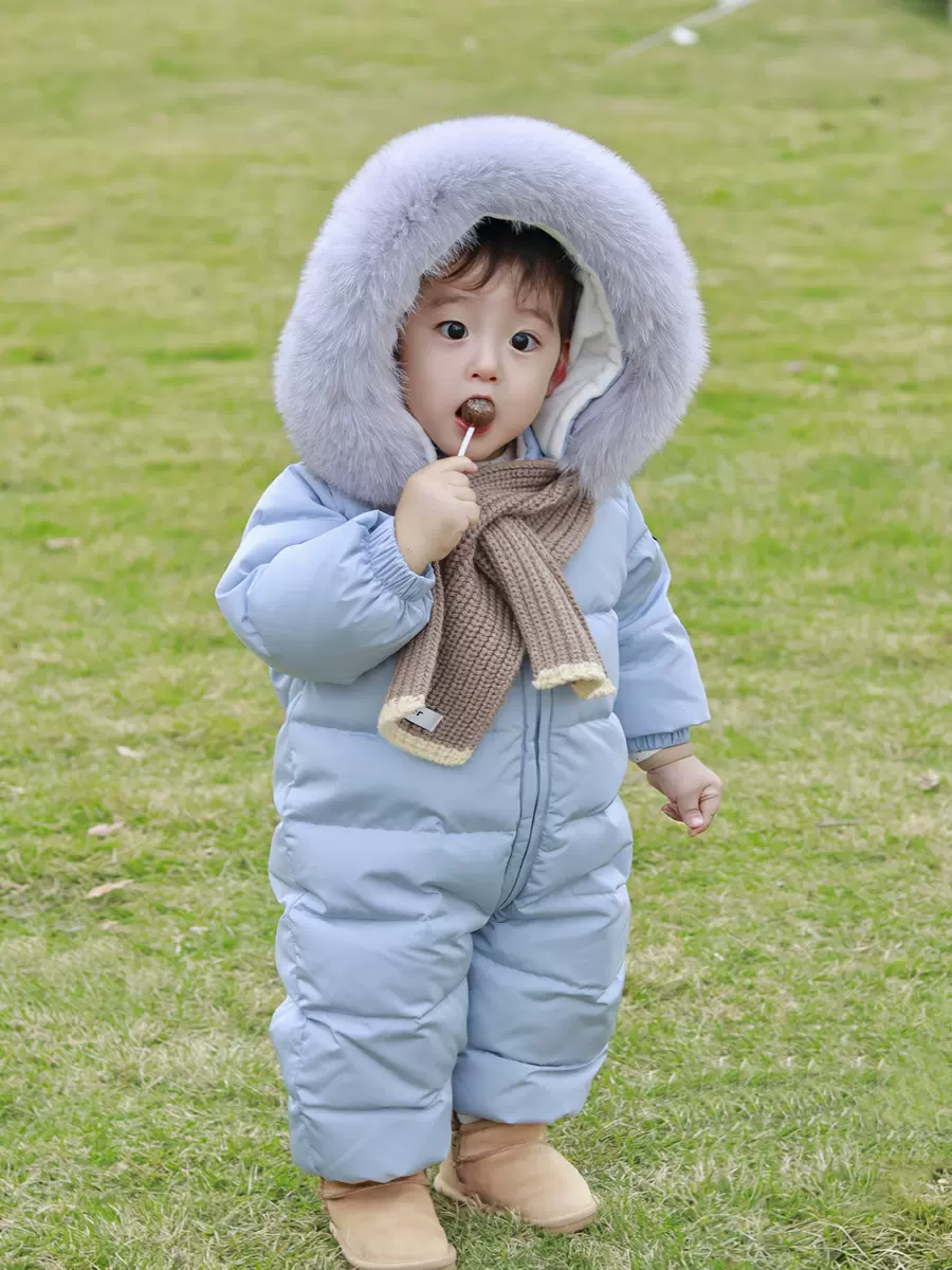 英国next kiss宝宝连体羽绒服婴幼儿冬季儿童加厚哈衣男女童爬服