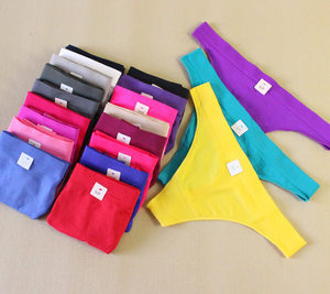 Broken code special foreign trade female thin without trace pure color high-bomb seamless thong T-pants low waist T-back T-back
