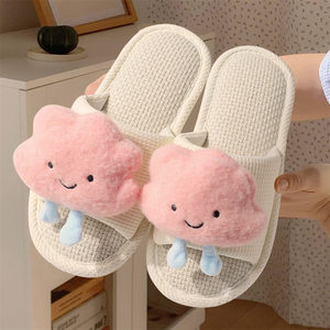 
Cute Yunduo Children's Linen Slippers Girls Anti-Slip Autumn New Indoor Home Big Children Baby Cotton Linen Slippers
