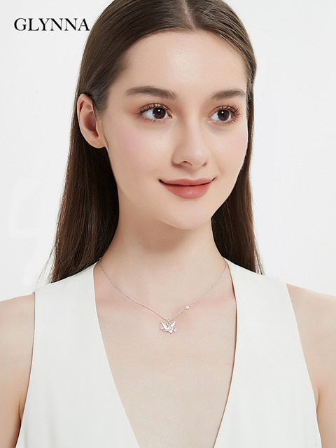 Yi Yang Qianxi s same paper crane necklace for girls sterling silver