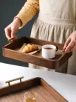 Sheli cao cấp màu đen óc chó chắc chắn khay gỗ hình chữ nhật hộ gia đình bằng gỗ ăn nhẹ tấm bánh trà khay lưu trữ khay trà bằng gỗ lũa Tấm