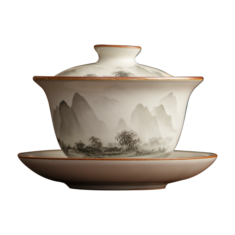 ・青花　雲龍の図蓋茶碗、盃3客　東Y5-0822② 青花 雲龍の図蓋茶碗、盃3客 東Y5-0822② 中国清時代 青花