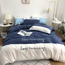 Blue Bed Sheet Winter Bedding Four-Piece Set Pure Cotton 2025 New Model All-Cotton All-Season Universal Bed Sheet ins Style