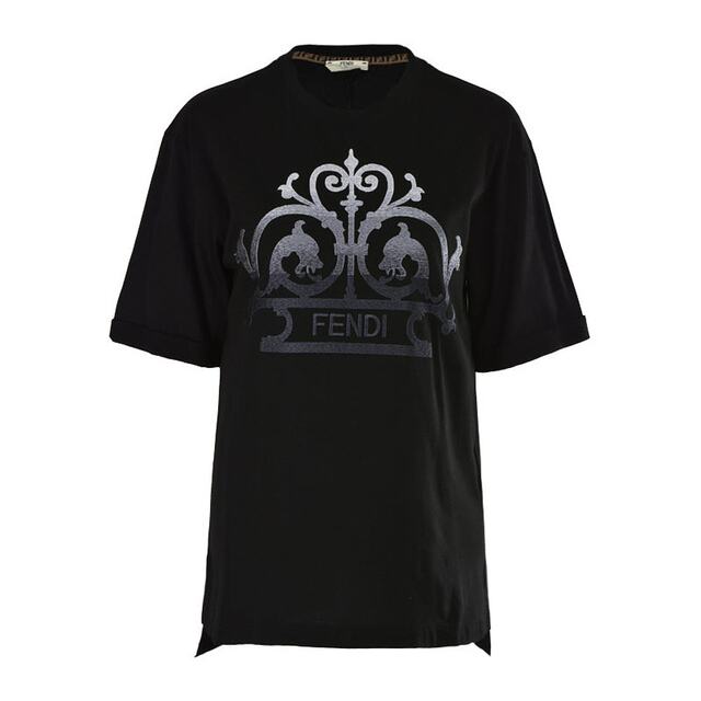 FENDI/FENDI Women's Embroidered Cotton Mid-Sleeve T-Shirt FS7011A8FU
