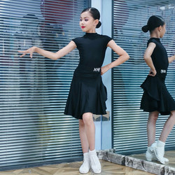 Summer New Style Girls' Latin Dance Dress, Children's Two-Piece Standard Competition Dress, Shoulder-Covering Short Sleeves, No Underwire, for Grading
