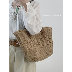 Pastoral Style Hand-woven Bag | Women's Summer 2023 Trendy Retro Tote Bag | Large-capacity Portable Vegetable Basket Bag