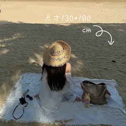 Beach Mat with White Tassels, Outdoor Picnic Mat, Trendy Online Mat for Photos, Suitable for Grass and Camping