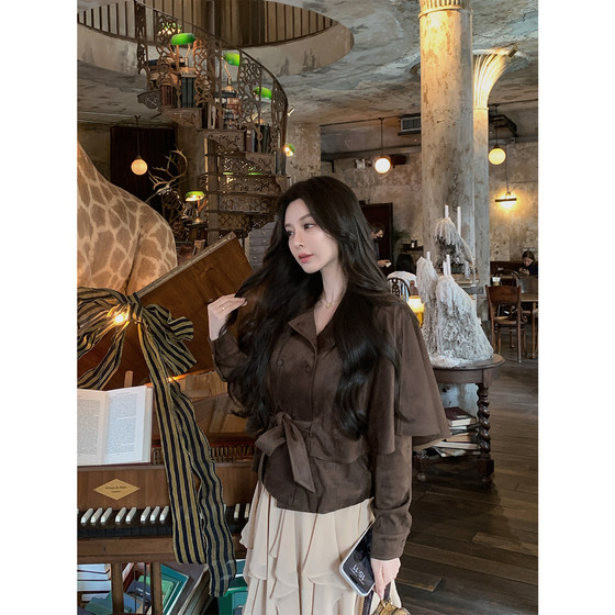 
MINI STUDIO Xu Lin waist cape private clothing retro stand collar wilderness sense cape windbreaker jacket